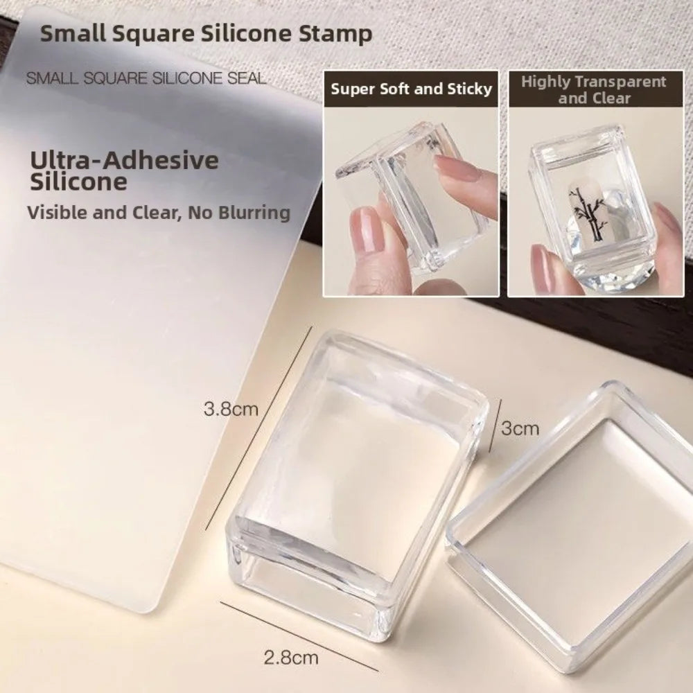 Transparent Nail Art Stamping Plates Square Reusable Manicure French Zpaxo S