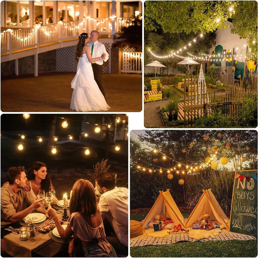 30M 15M 9M G40 LED Globe String Lights Outdoor EU Plug Bright Plastic Zpaxo