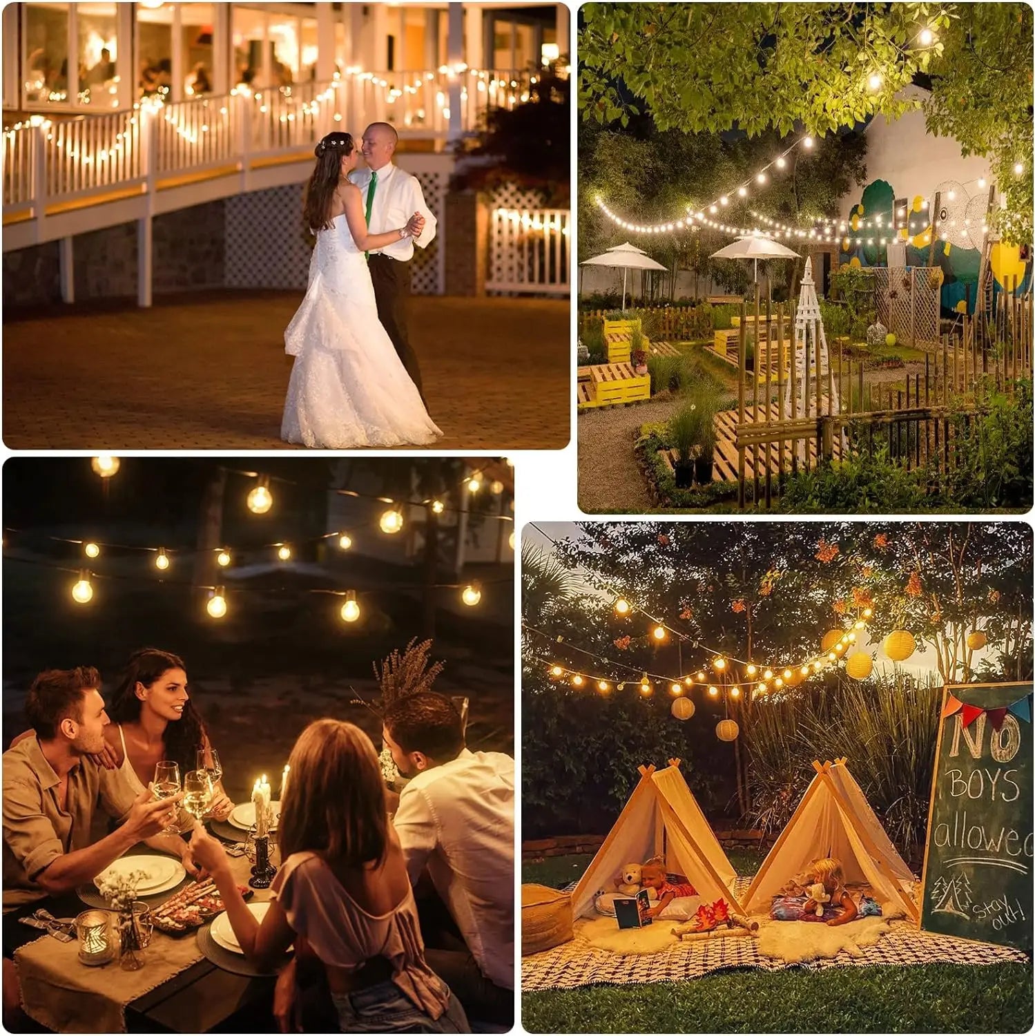 30M 15M 9M G40 LED Globe String Lights Outdoor EU Plug Bright Plastic Zpaxo