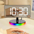 LED Mirror Alarm Clock – 15W Wireless Charging & RGB Night Light