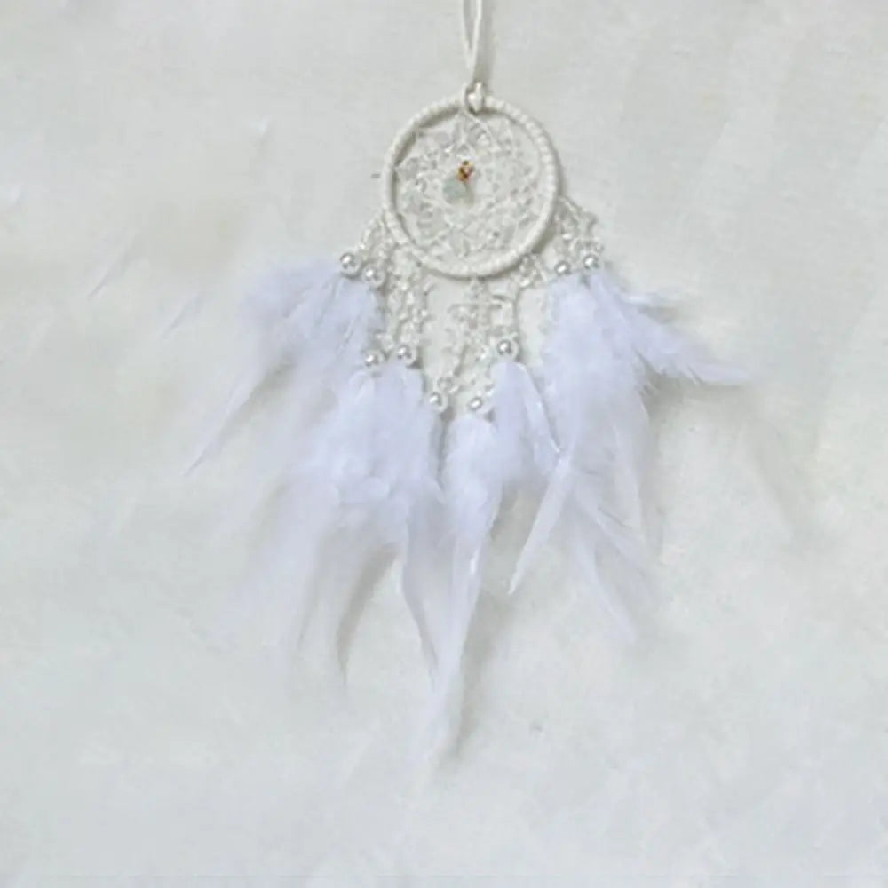 Hand Knitting Dream Catching Wind Chimes Decoration Car Pendant Tassel Catching Pendant Delicate Feathers and Iron Ring Zpaxo