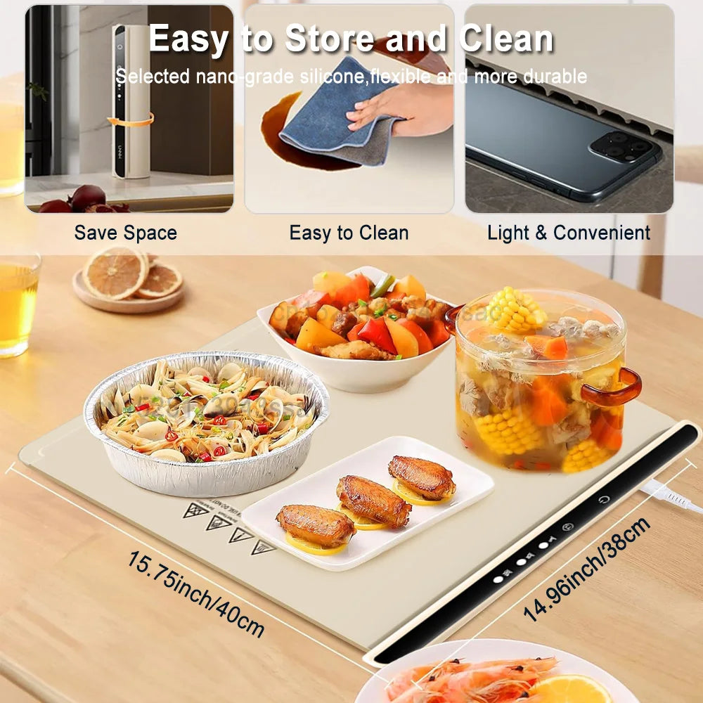 Electric Warming Tray Food Warmer Plate Foldable Portable Smart Fast