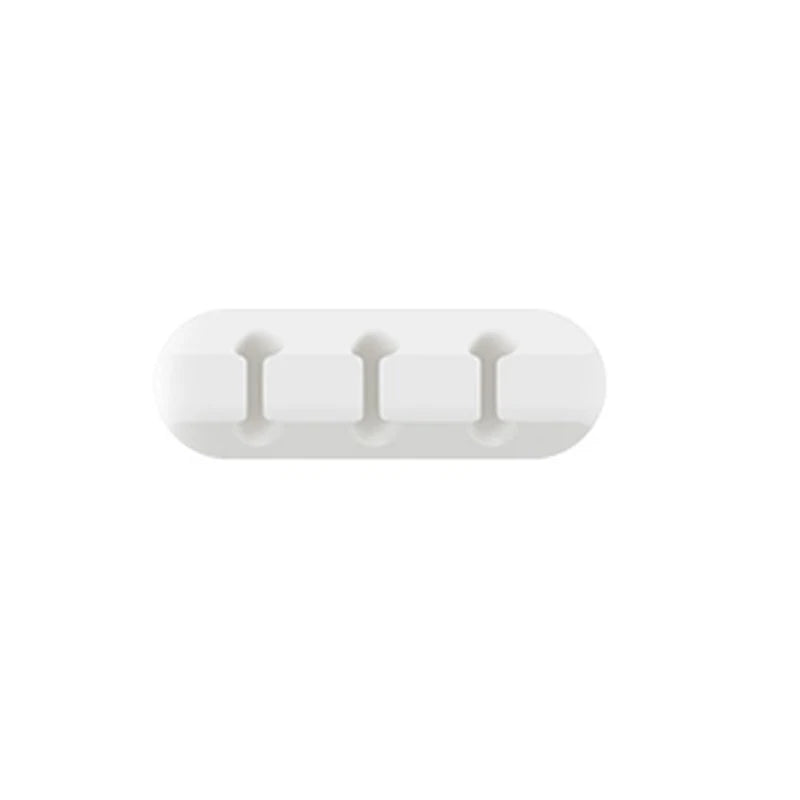 Silicone Cable Clip Winder Organizer Round Charger Cord Clips Desk Zpaxo white 3 Channel