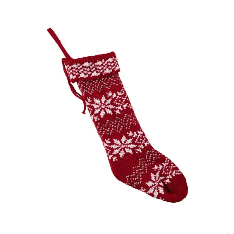Knit Snowflake Christmas Hanging Socks Stockings Candy Bag
