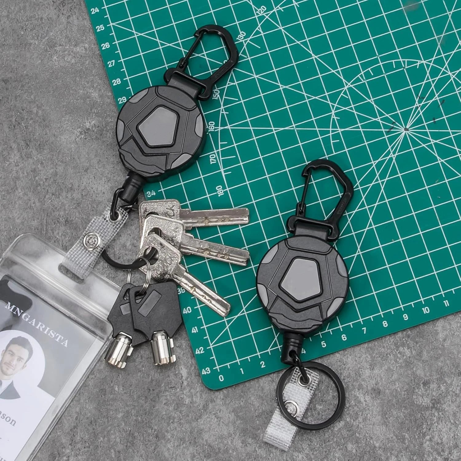 1- Universal Retractable Keychain Heavy Duty Carabiner Badge Holder