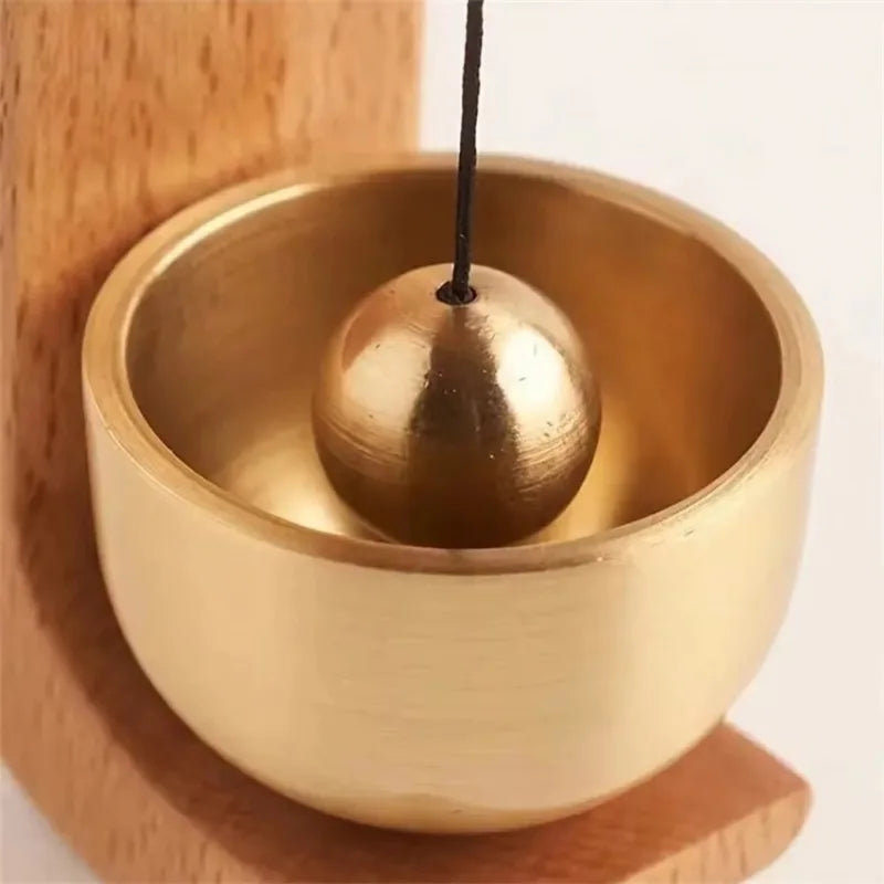 2026 New Arrival！Dopamine Home Wind-Bell Magnetic Inhalation Beech Wood Copper Bell Walnut Ornament Reminder Decorative Bell Zpaxo