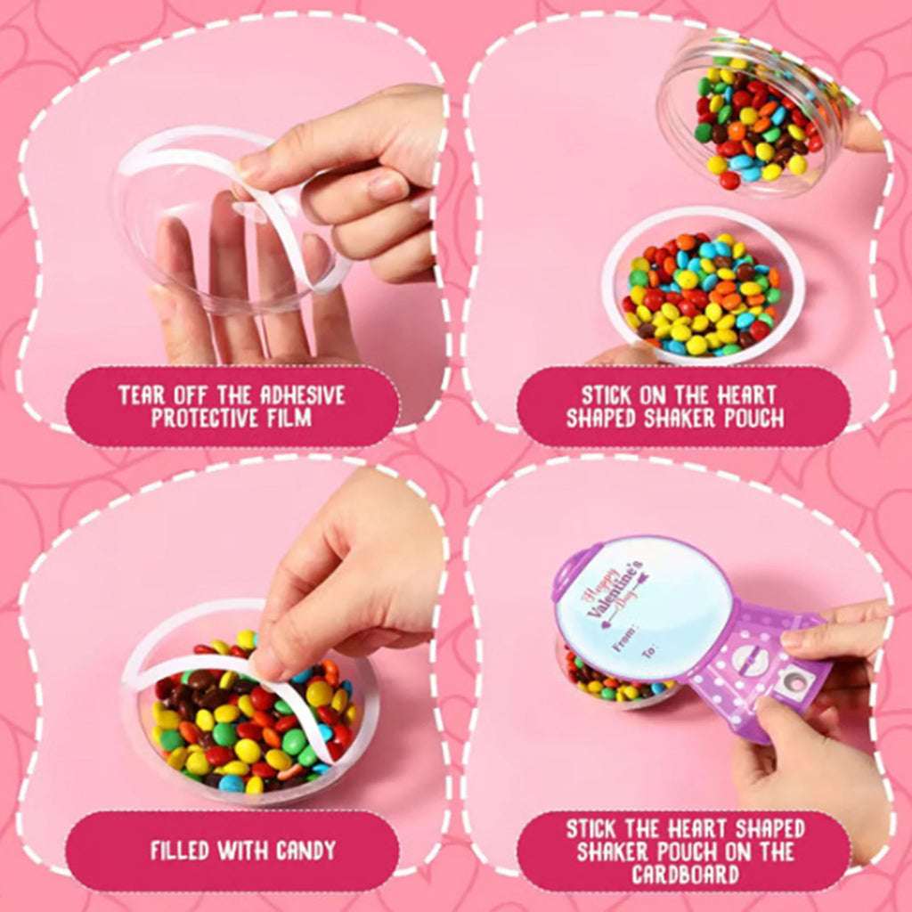 36 Candy Cards Funny Valentine Greeting Plastic Domes Party Exchange
