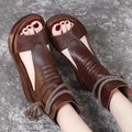 Women's Summer Fashion Fish Mouth Peep-toe Roman Sandals Boots Women Zpaxo khaki 42
