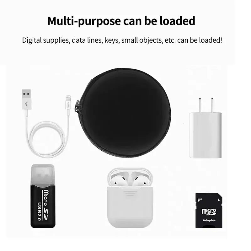 1-3Pcs Earphones Bag Box PU Hard Carrying Pouch For Earbuds USB Cable Portable Cable Storage Case Travel Storage Digital Gadget Zpaxo