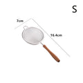 Wooden Handle Stainless Steel Small Colander Fine Mesh Oil Strainer Multi-function Filter Mesh Flour Sifter Kitchen Baking Tools Zpaxo Small