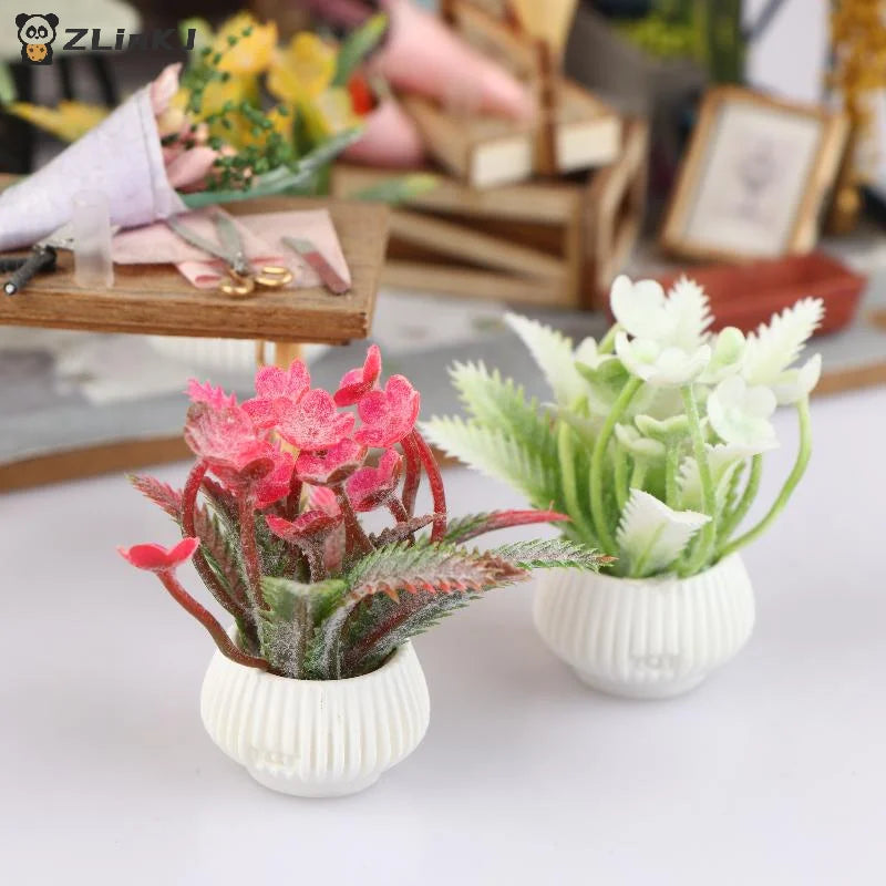 ▶1Pcs Simulation Potted Plants Model 1/12 Dollhouse Home Decoration Micro Landscape Plants Ornaments Dolls House Accessories Zpaxo