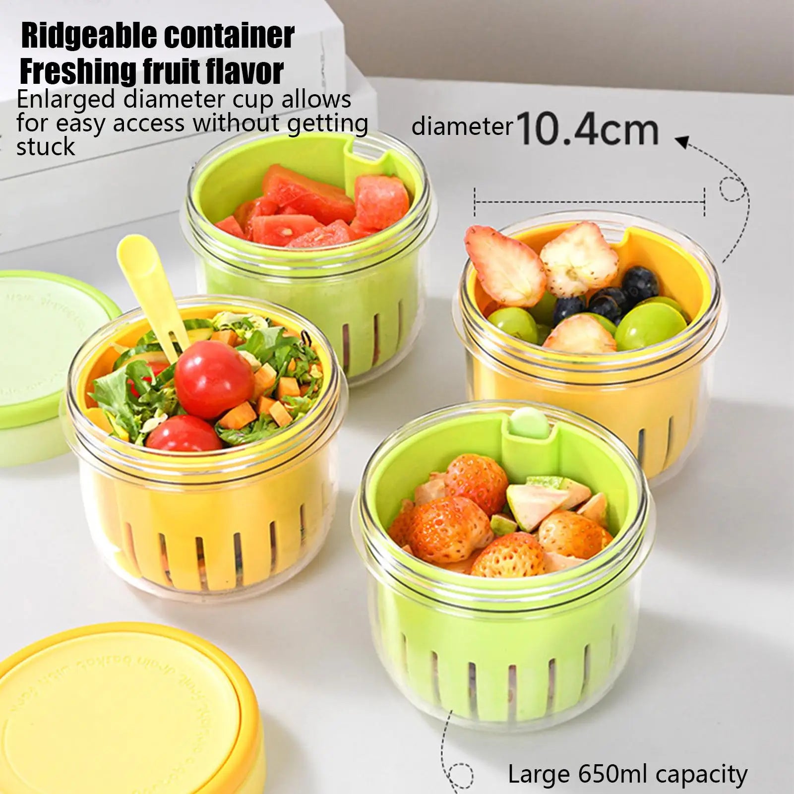 Fruit Salad Cup Portable Snack Containers Overnight Oatmeal