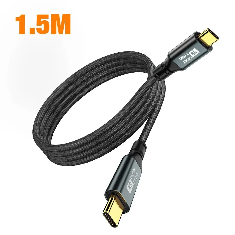 PD 100W USB-C Cable | USB 3.2 Gen 2 | 8K 60Hz | MacBook iPad USB-C Cable Zpaxo 1.5m Cable