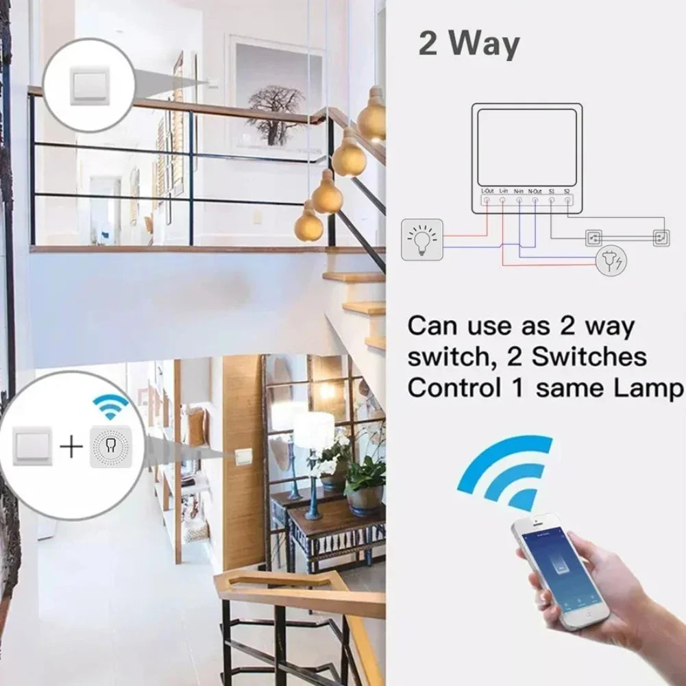 Tuya Smart WiFi Switch 16A 20A 433Mhz Receiver Breaker Smart Life App Remote Supports 2-way Control Works with Alexa Google Home Zpaxo