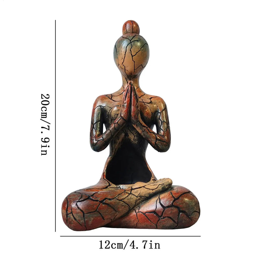 Meditation Statue Zen Candle Holder Resin Yoga Sculpture Tabletop