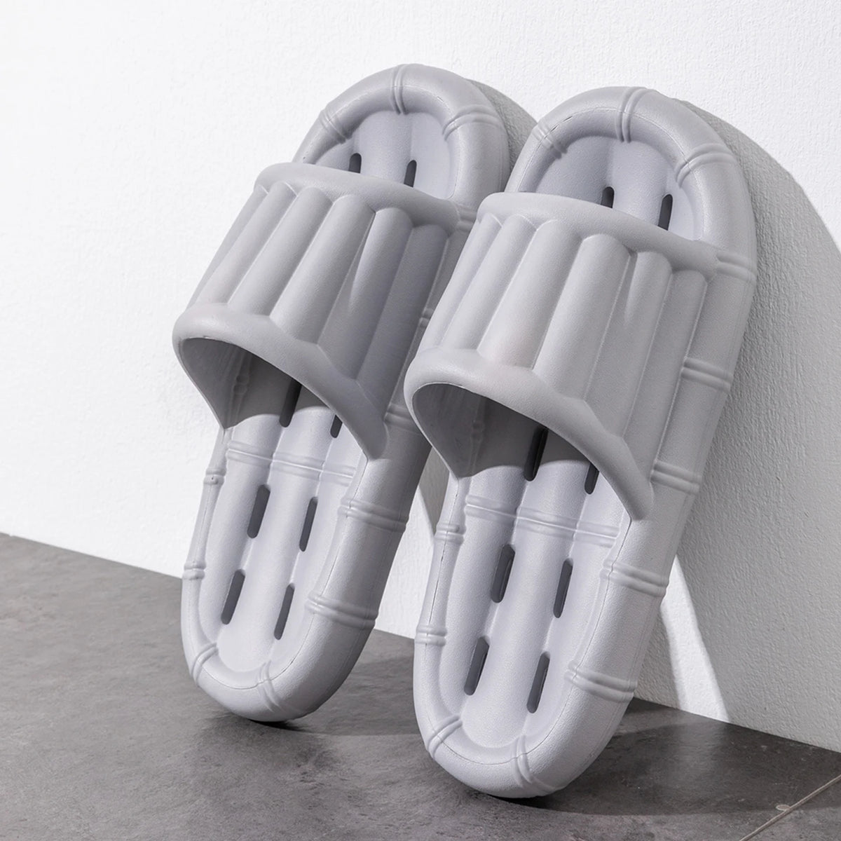 Men's Non-slip Bathroom Slippers Quick Drying Water Draining Shower Zpaxo GRAY 42-43