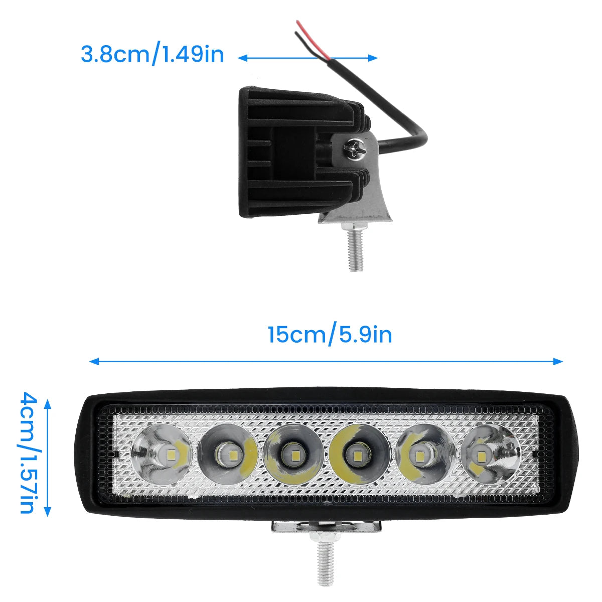 18W Car LED Light Bar 12V 6000K Super Bright Car LED Work Light IP67 Waterproof Flood Spot Light Off Road Head Light Driving Zpaxo