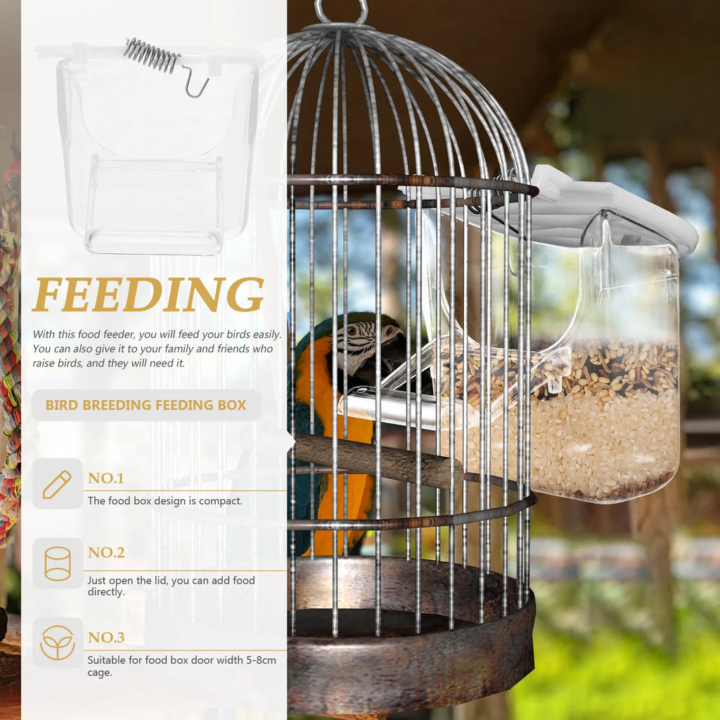 Bird Cage Feeder Hanging Parrot Food Container Safe Plastic Box