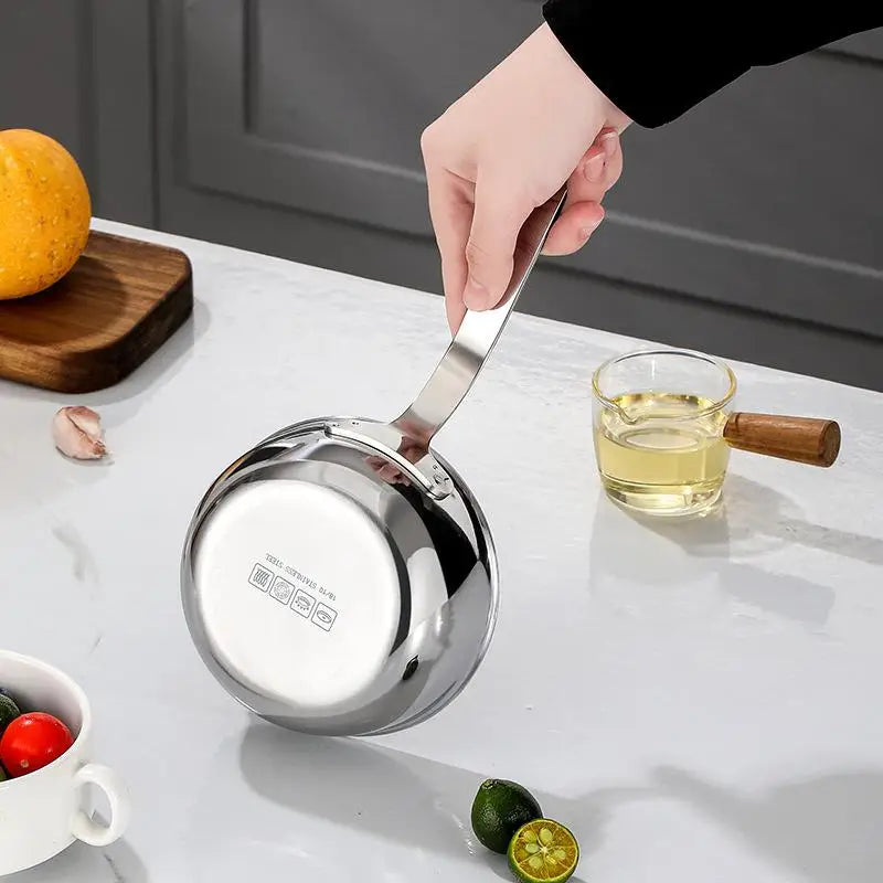 Mini 304 Stainless Steel Oil Pot Egg Frying Pan Handle Multipurpose Zpaxo