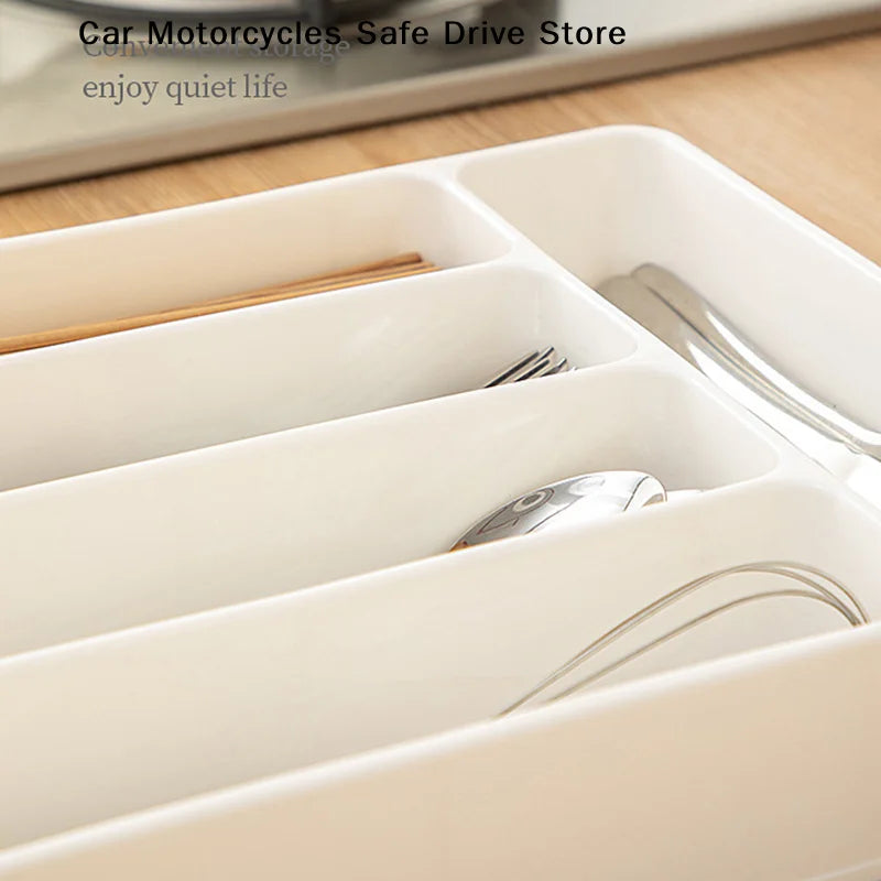 4 5 Compartment Cutlery Tray Rectangle Kitchen Drawer Organizer Spoon