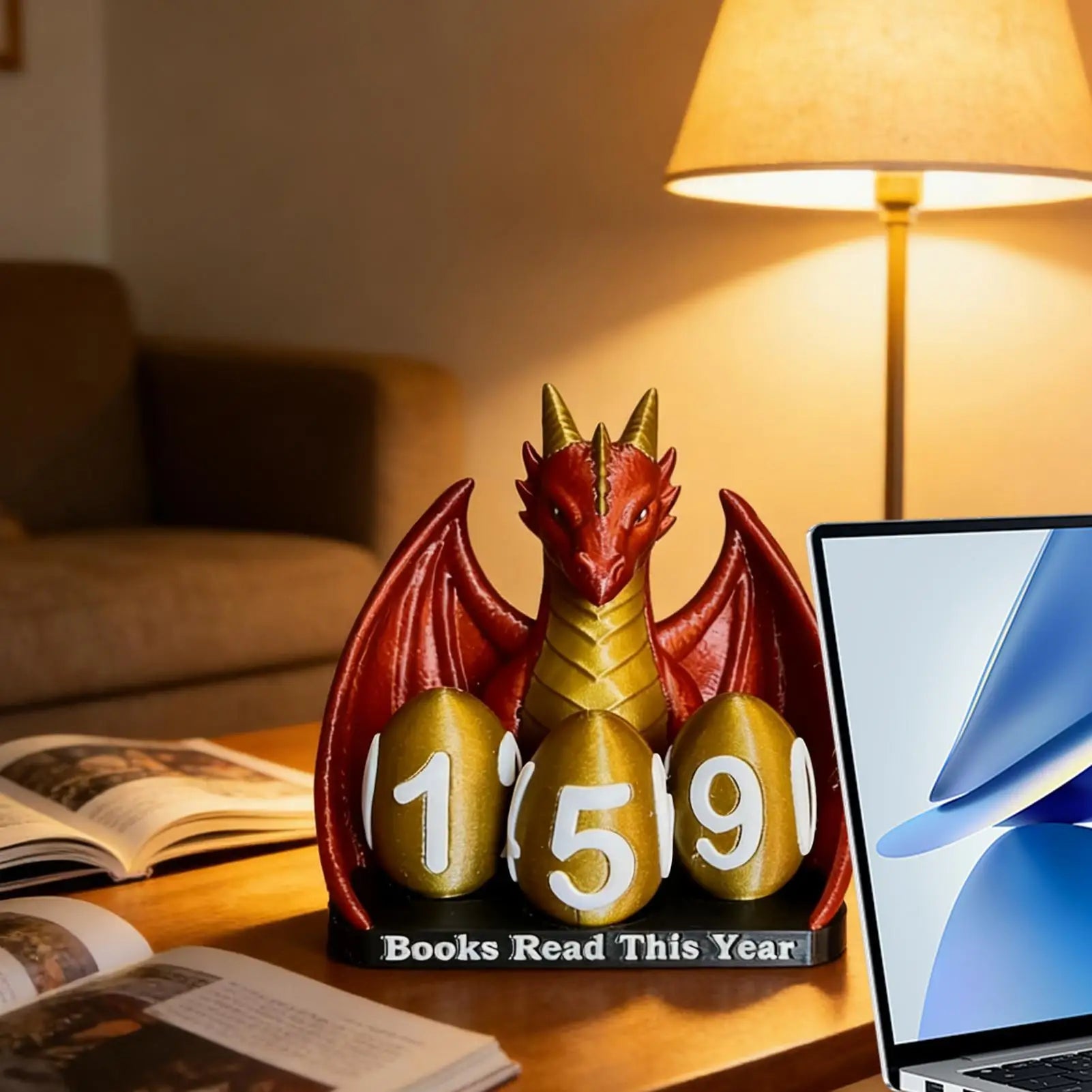 Books Read This Year Counter Dragon Shape Bookish Reading Accessory