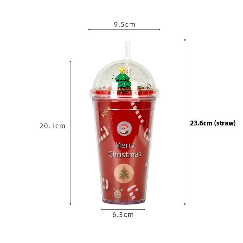 Christmas Double-Layer Straw Cup – Micro Landscape Holiday Mug Holiday Drinkware Zpaxo