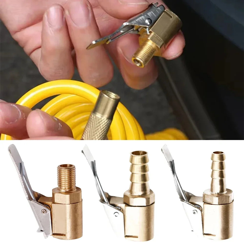 Brass Clip-On Tyre Valve Adapter – 6mm & 8mm Air Chuck Connector