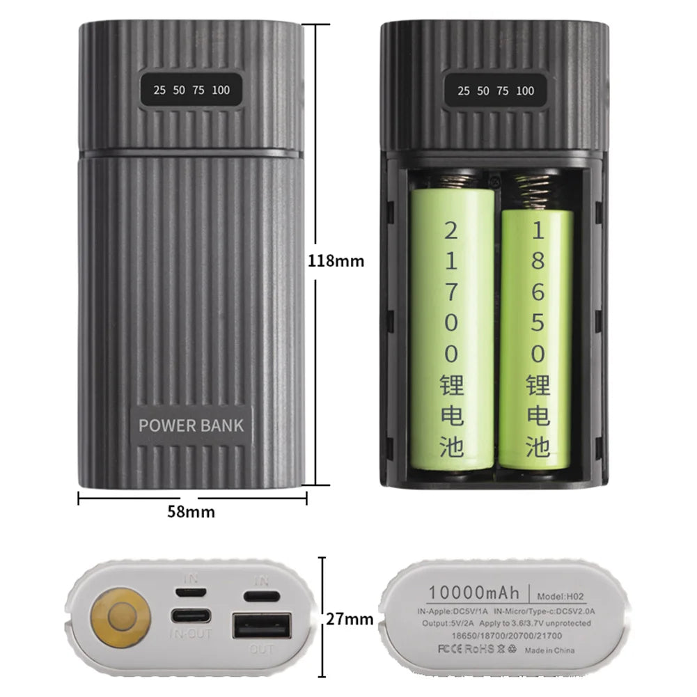18650/18700/20700/21700 Battery Charger Adapter Battery Pack DIY Power Bank for iPhone Power Bank Case Box excluding battery Zpaxo