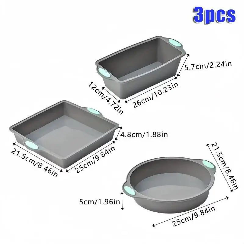 3-Piece Silicone Baking Tray Set – Non-Stick Metal Reinforced