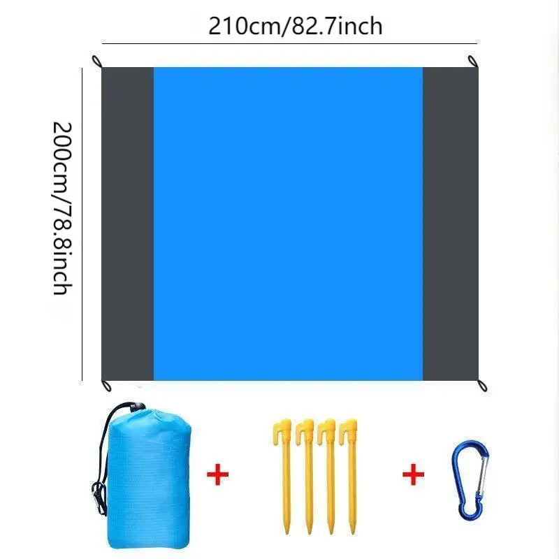 Camping Mat 4 Foldable Corner Stakes Suitable Outdoor Travel Vacation Zpaxo blue