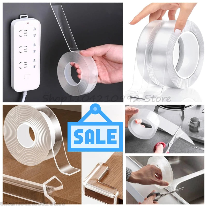Nano Double Sided Tape Heavy Duty Transparent Adhesive Strips Strong Sticky Multipurpose Reusable Waterproof Mounting Tape Zpaxo