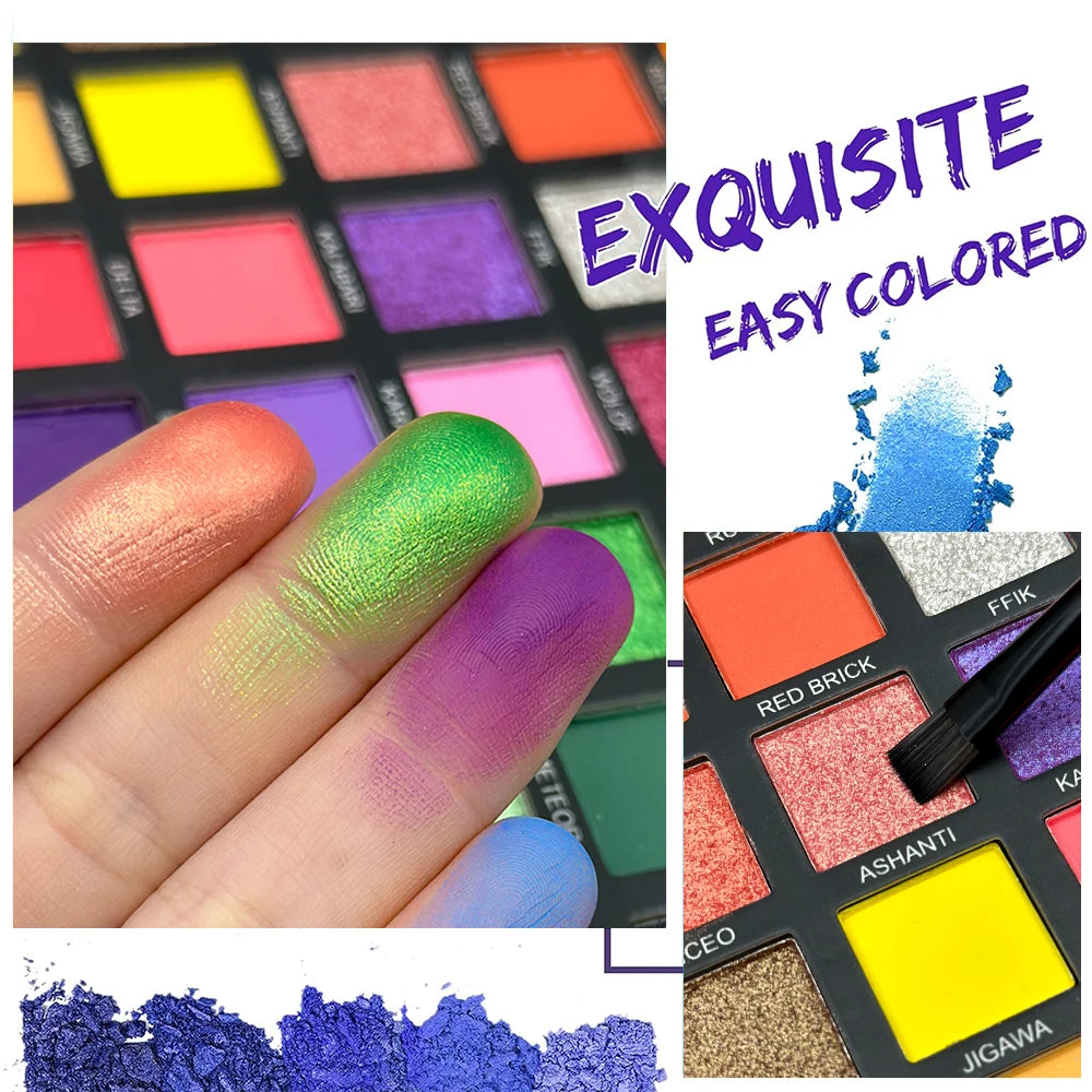 50 Rainbow Eyeshadow Palette Shimmer Matte Finish Nude Neon Glitter Zpaxo