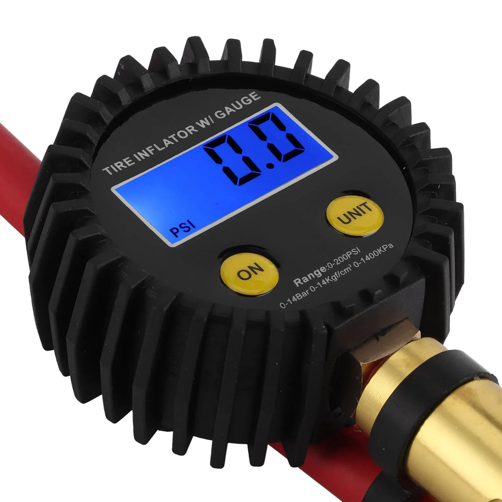 Tire Inflator Air Line Tyre Pump W Digital Pressure Gauge Tester