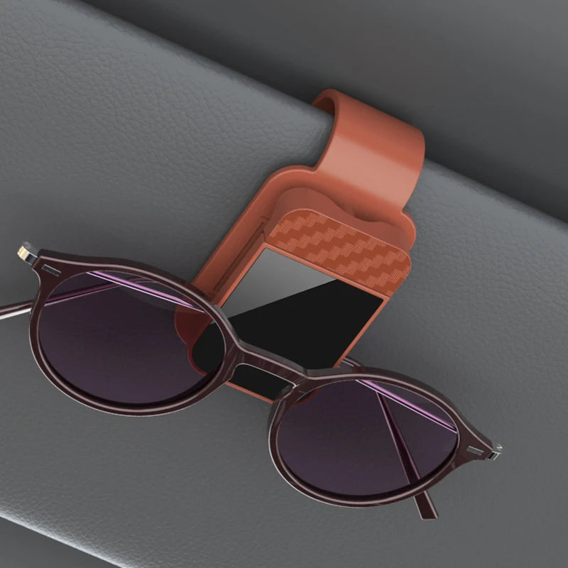 Car Sun Visor Sunglasses Clip & Card Holder – ABS Storage Visor Glasses Clip Zpaxo Brown