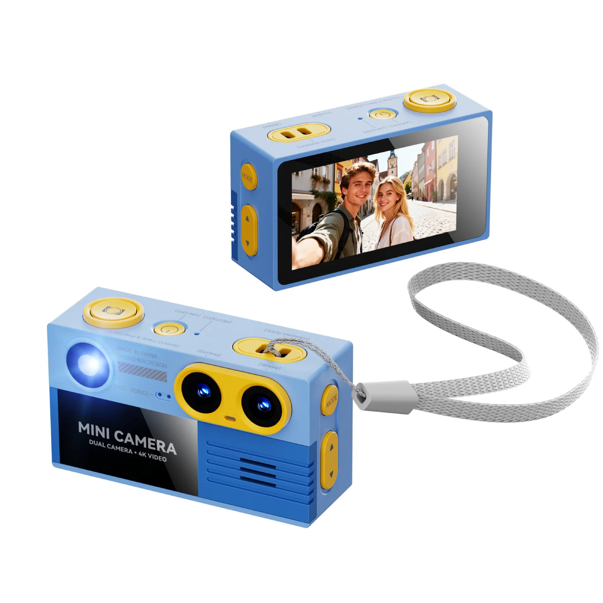 G9 Palm-Sized Mini Digital Camera 1.97inch Screen with Flashlight Multiple Filters Keychain Portable Digital Camera For Gift NEW Zpaxo G9 Yellow Blue Camera Add 64G