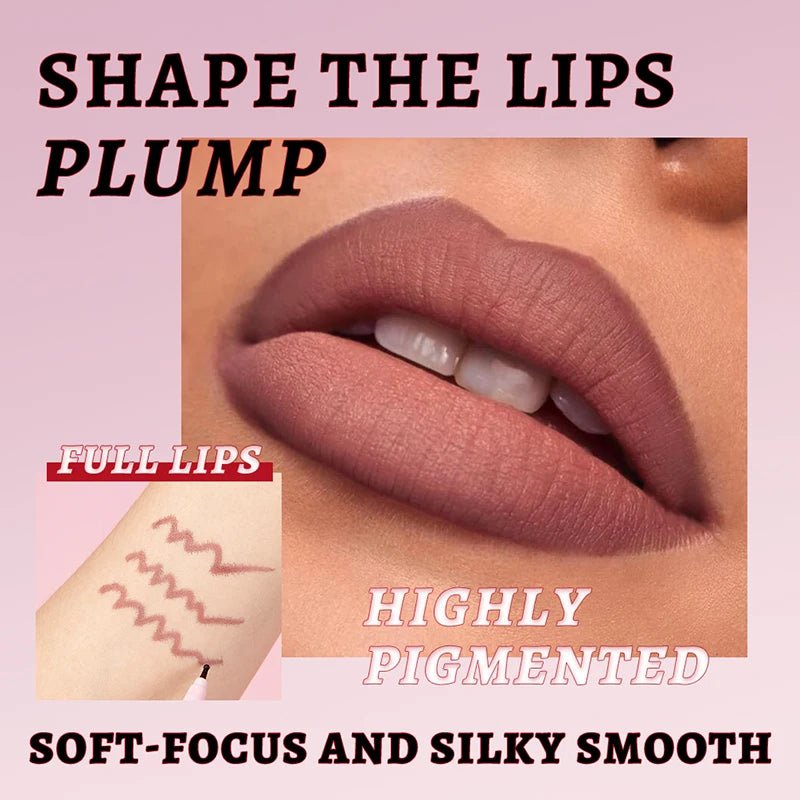 2-in-1 Matte Lip Liner Smooth Application Waterproof Anti Smudge