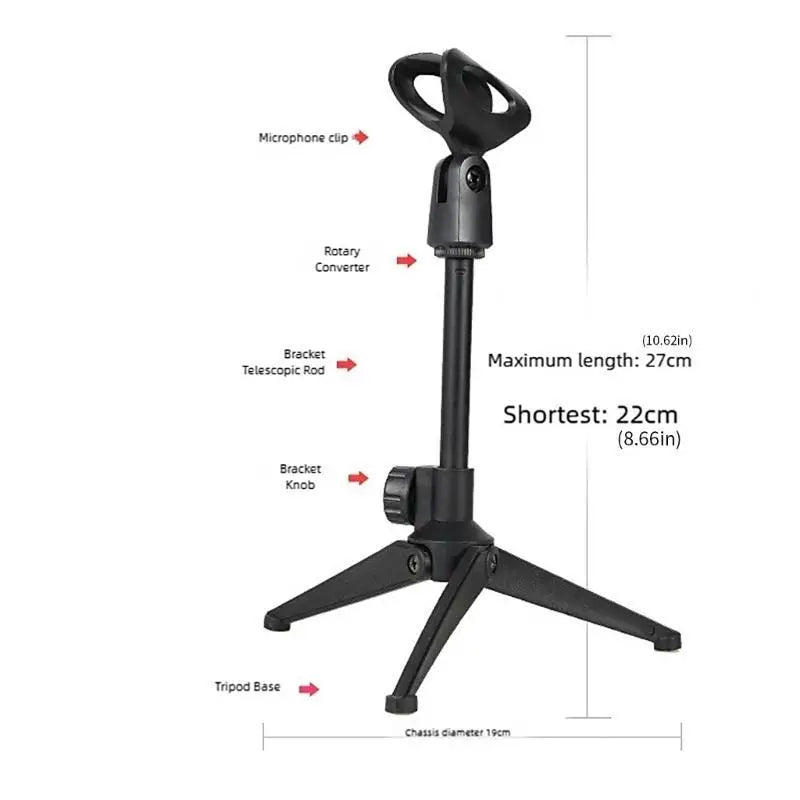 652F Heavy Duty Metal Desk Tripod Mic Stand Live Streaming Foldable Zpaxo