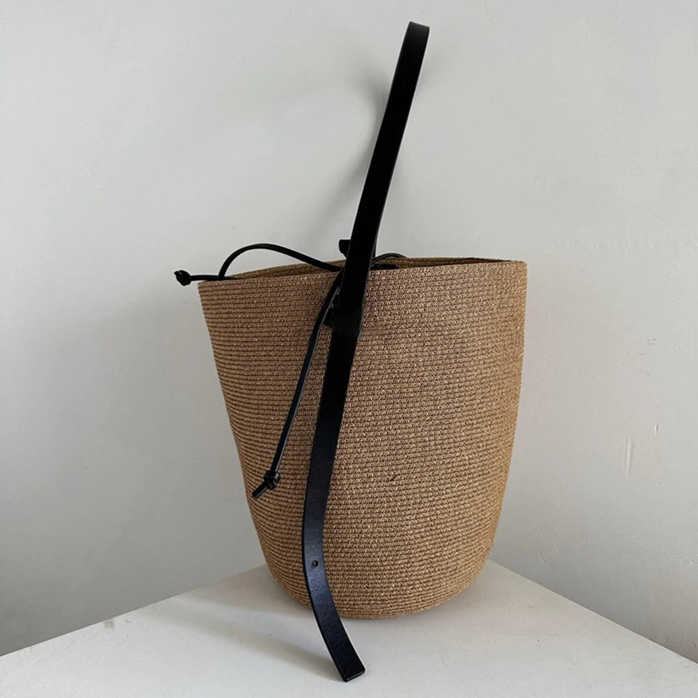 Bucket Bag for Women with Adjustable Strap Summer Beach Bag Solid Shoulder Bag Cute Handbag for Travel Shopping Zpaxo 1pcs