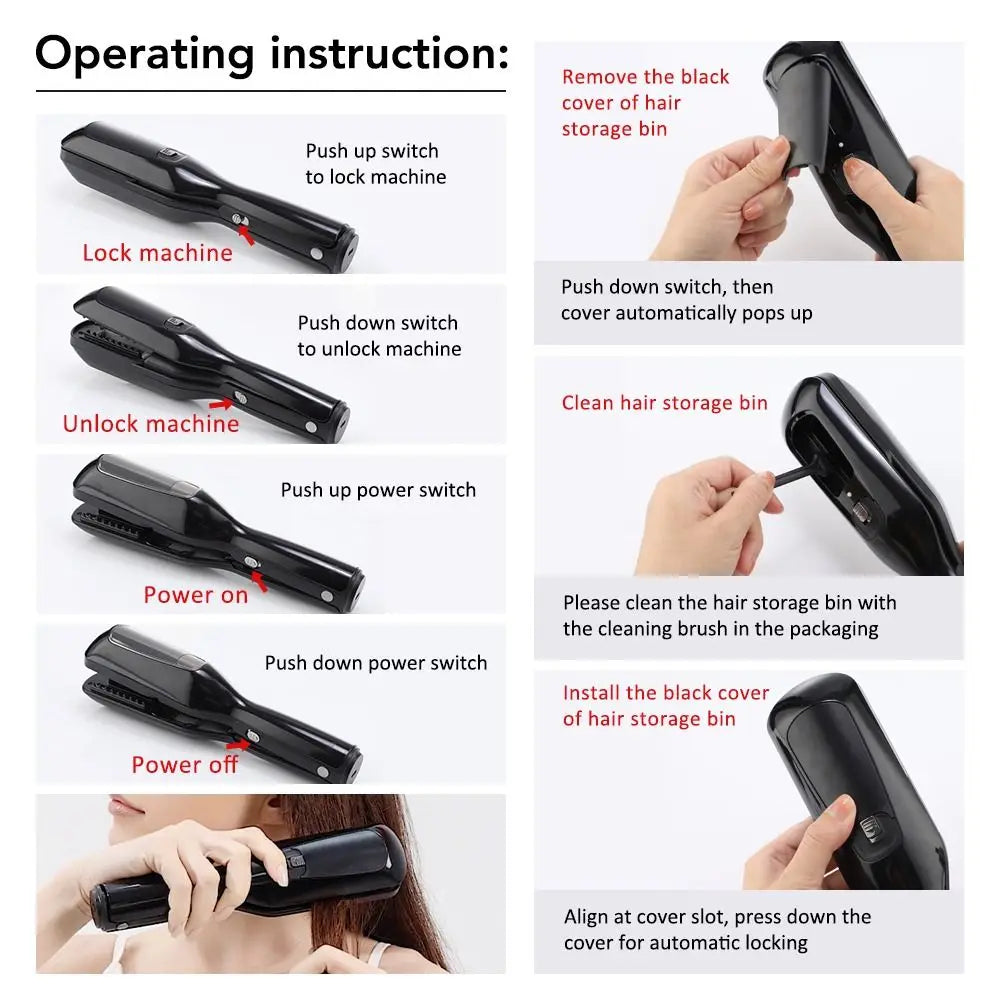 Negative Ions Hair Ends Trimmer Electric Fully Automatic Fork Zpaxo