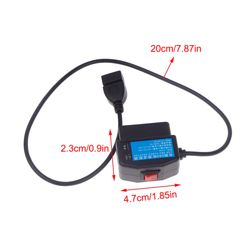 OBD Hardwire Kit USB 5V 3A – 24Hr Dash Cam Parking Monitor