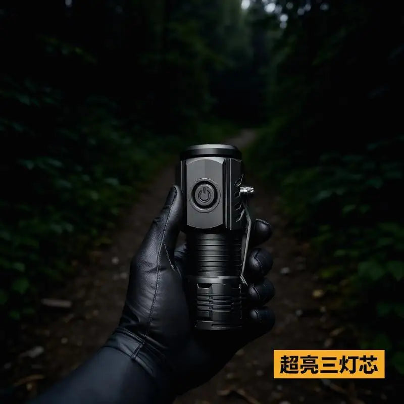 Compact LED Mini Flashlight Rechargeable Power 3-Eyed Tactical Torches Zpaxo