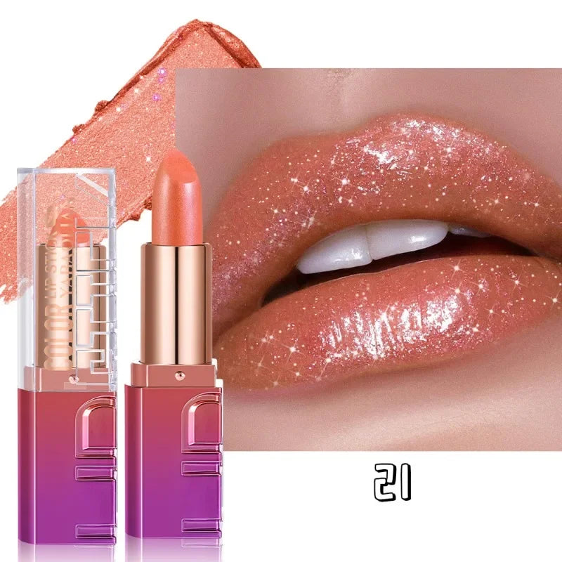 6 Colors Bold & Intense Glitter Shiny Lipstick Waterproof Moisturize Pearlescent Lipgloss Luxurious Sparkling Lip Gloss Makeup Zpaxo 21