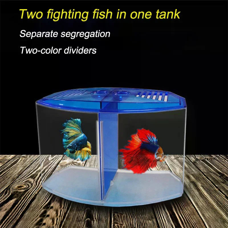 Eco Rumble Fish Aquarium Mini Aquarium Plastic Isolation Box Large Double Compartment Fighting Fish Box Breeding Box Zpaxo