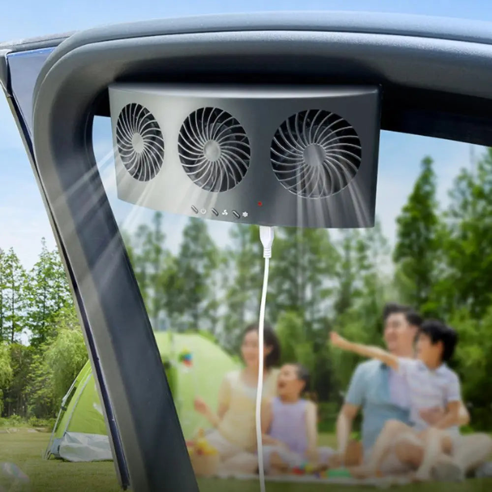 Wind Power Car Exhaust Fan 3 Head Design Cooling Function Ventilation Zpaxo