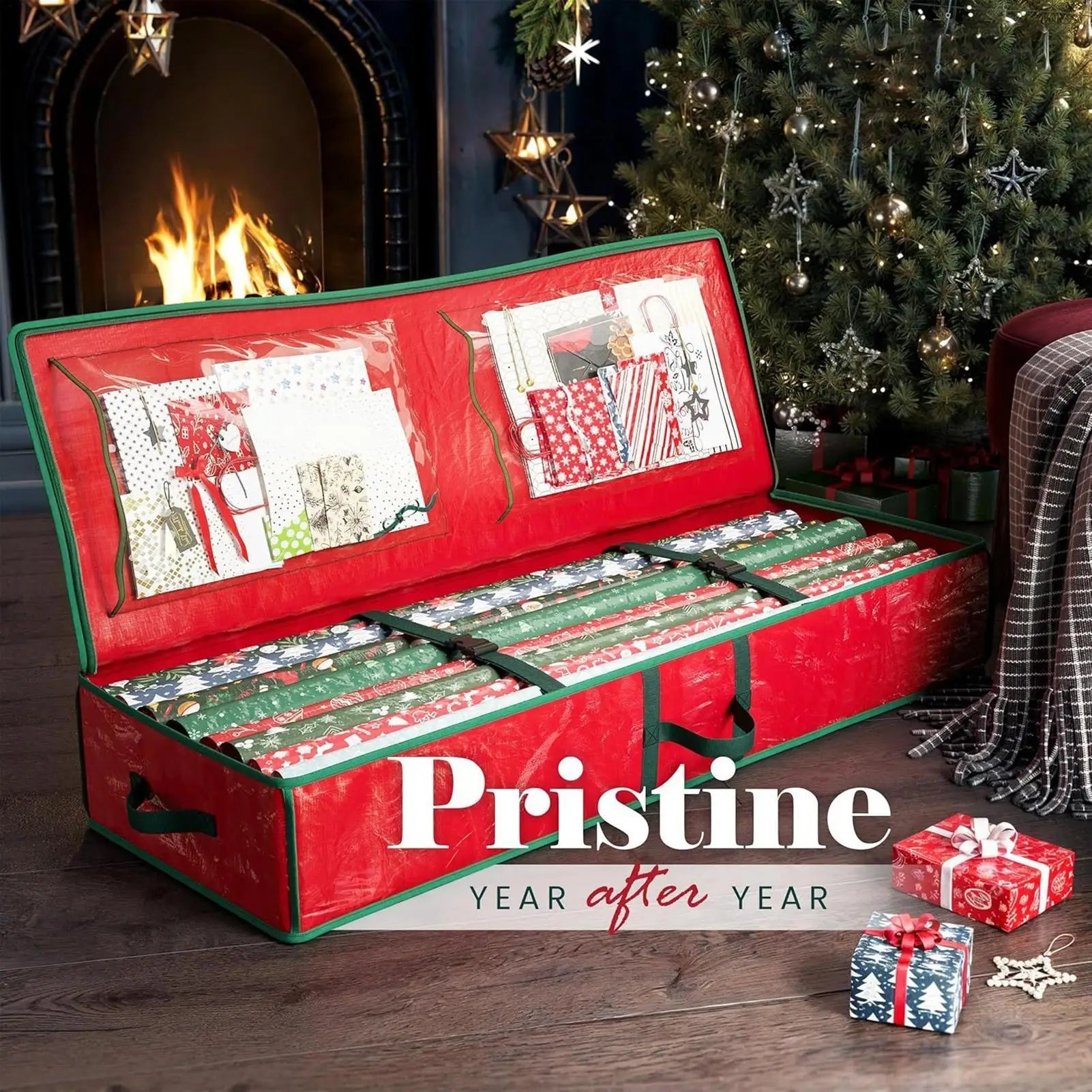 Christmas Wrapping Paper Storage Bag Oxford Fabric Festive Organizer