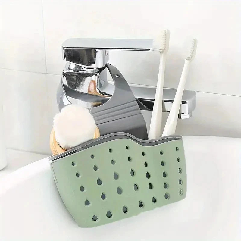 Adjustable snap-on sink draining hanging bag, double-layer draining for faucet sponge, kitchen storage rack Zpaxo