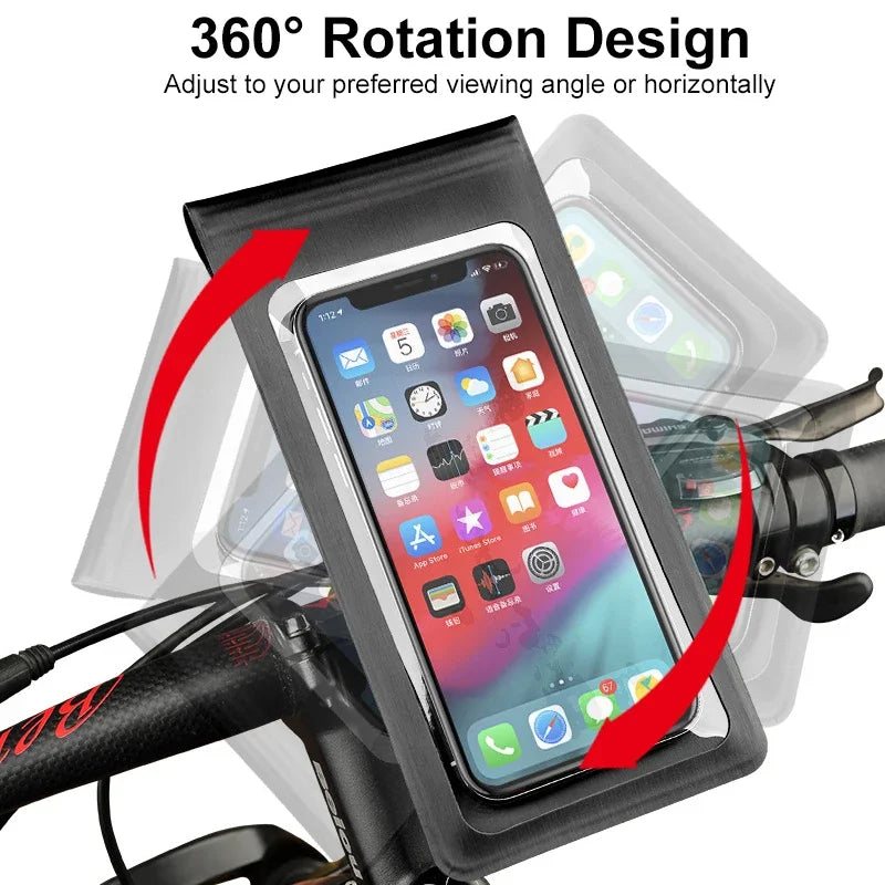 Waterproof Bicycle Phone Rotate Fold Stands Bag Case Touch Screen