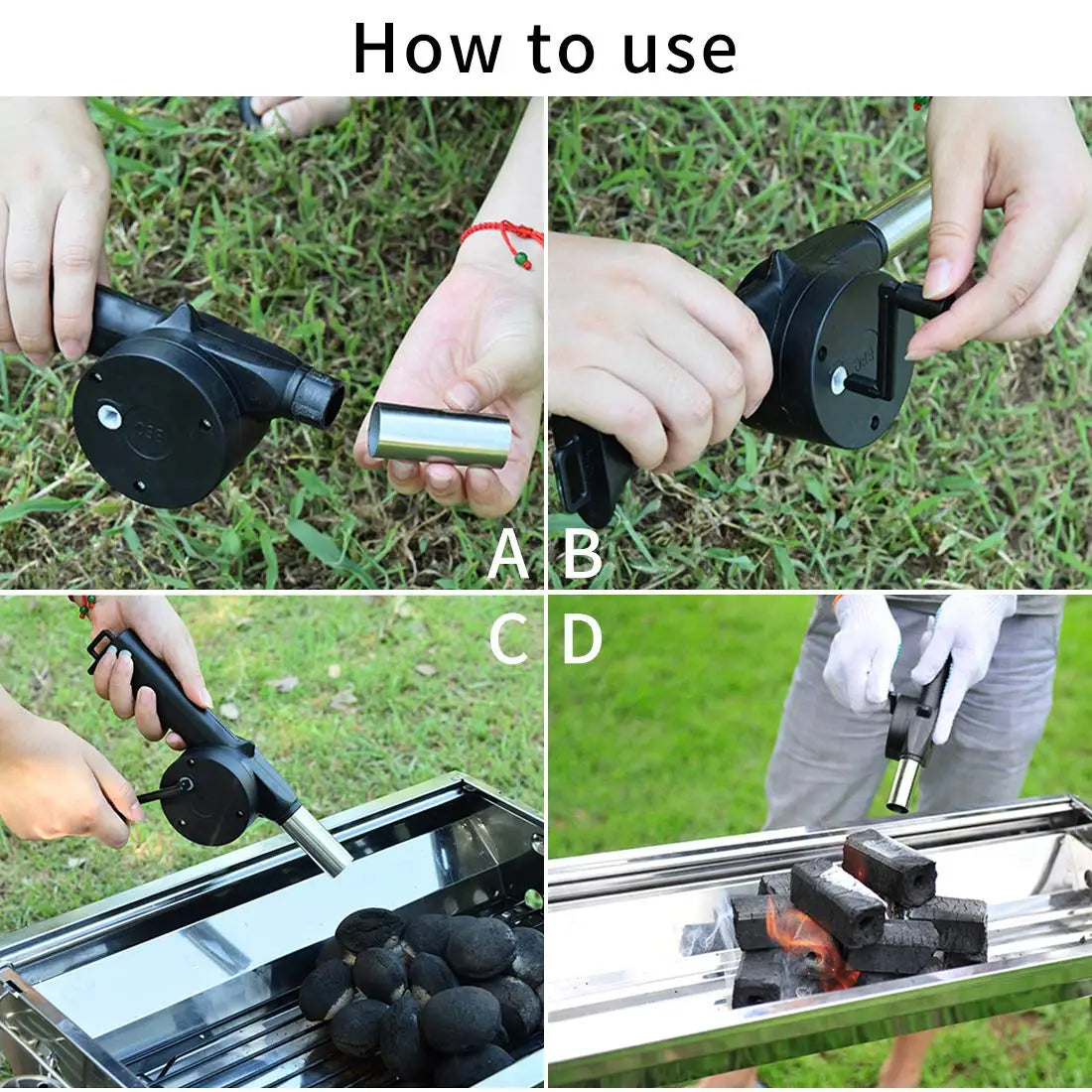 Outdoor Barbecue Fan Hand-cranked Air Blower Portable BBQ Grill Fire Bellows Tools Picnic Camping Accessories Barbeque Zpaxo