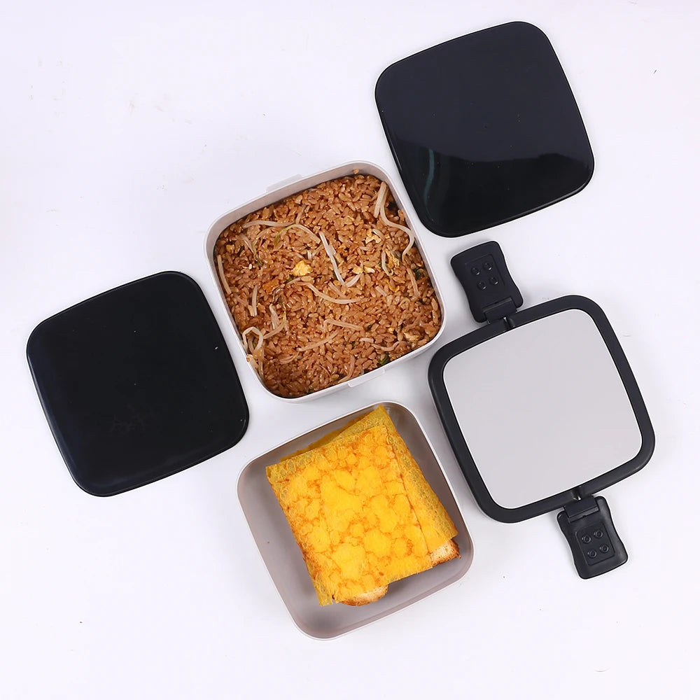 Double Layer Square Lunch Box Portable Bento Box Microwave Safe Food Storage Container for Office School Picnic Zpaxo