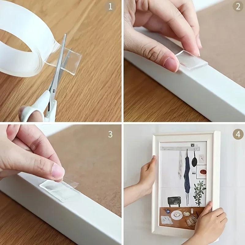 Double Contact Nano Tape Powerful Extra Strong Sided Adhesive for Kitchen and Bathroom Waterproof and Cleanable Tool Zpaxo